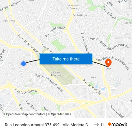 Rua Leopoldo Amaral 375-499 - Vila Marieta Campinas - SP 13042-210 Brasil to Unip map