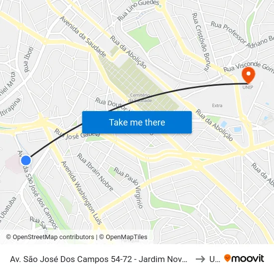 Av. São José Dos Campos 54-72 - Jardim Nova Europa Campinas - SP Brasil to Unip map