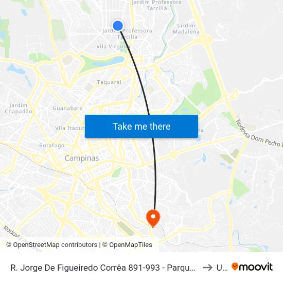 R. Jorge De Figueiredo Corrêa 891-993 - Parque Taquaral Campinas - SP Brasil to Unip map