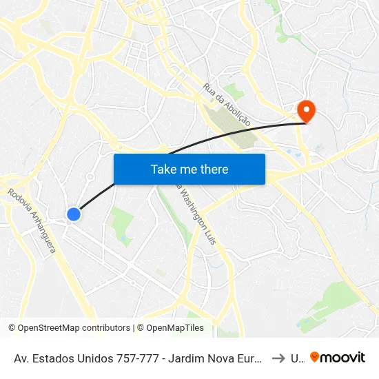 Av. Estados Unidos 757-777 - Jardim Nova Europa Campinas - SP 13040-099 Brasil to Unip map