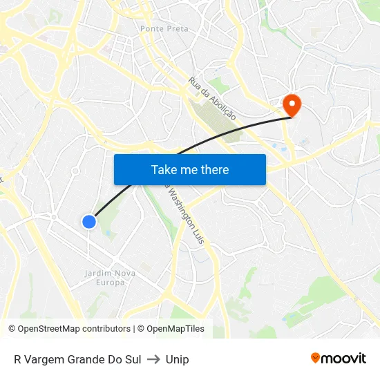 R Vargem Grande Do Sul to Unip map