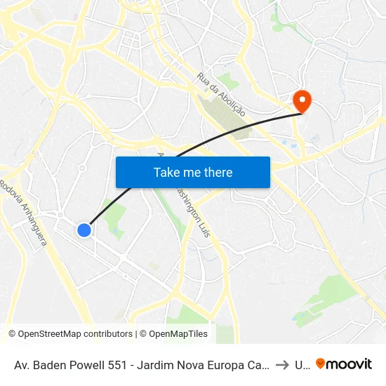 Av. Baden Powell 551 - Jardim Nova Europa Campinas - SP 13040-093 Brasil to Unip map