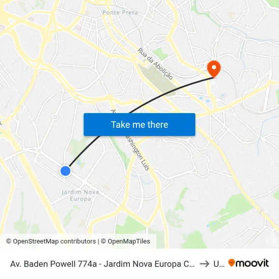 Av. Baden Powell 774a - Jardim Nova Europa Campinas - SP 13040-093 Brasil to Unip map