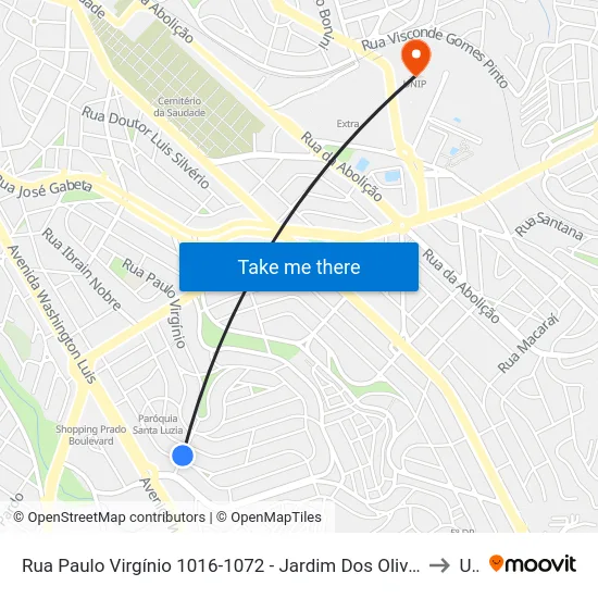 Rua Paulo Virgínio 1016-1072 - Jardim Dos Oliveiras Campinas - SP 13044-240 Brasil to Unip map