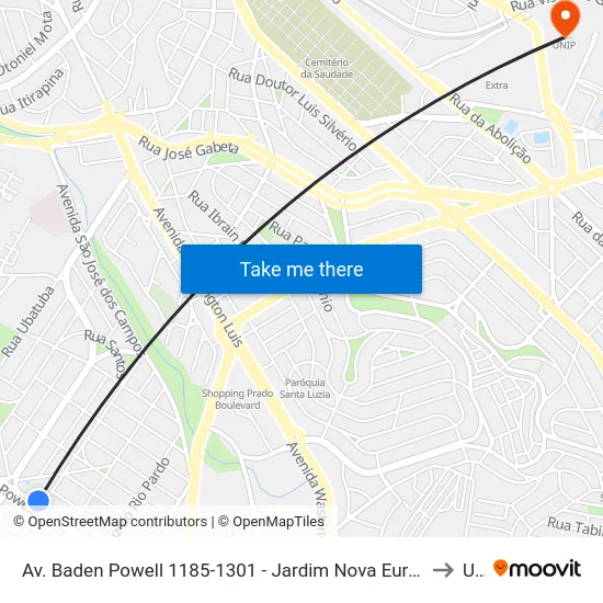 Av. Baden Powell 1185-1301 - Jardim Nova Europa Campinas - SP 13040-093 Brasil to Unip map