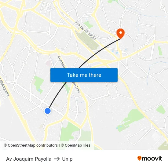 Av Joaquim Payolla to Unip map