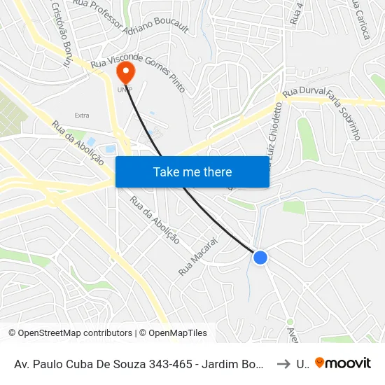 Av. Paulo Cuba De Souza 343-465 - Jardim Bom Sucesso Campinas - SP 13045-250 Brasil to Unip map
