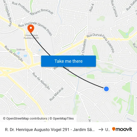 R. Dr. Henrique Augusto Vogel 291 - Jardim São Pedro Campinas - SP 13046-190 Brasil to Unip map