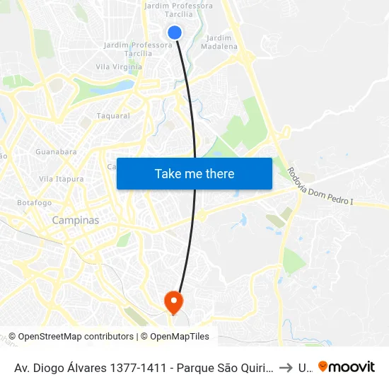 Av. Diogo Álvares 1377-1411 - Parque São Quirino Campinas - SP 13088-221 Brasil to Unip map