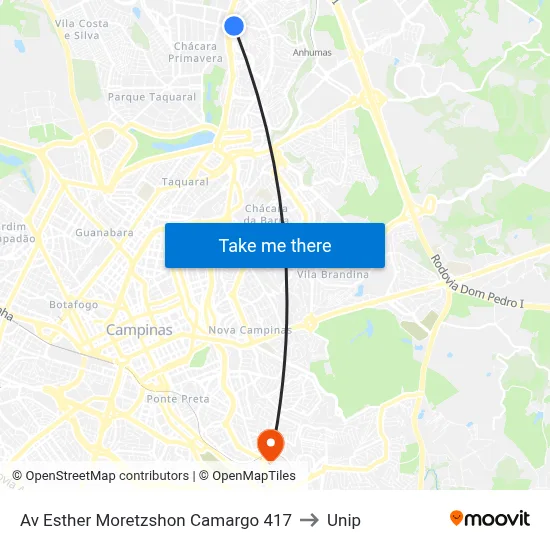Av Esther Moretzshon Camargo 417 to Unip map