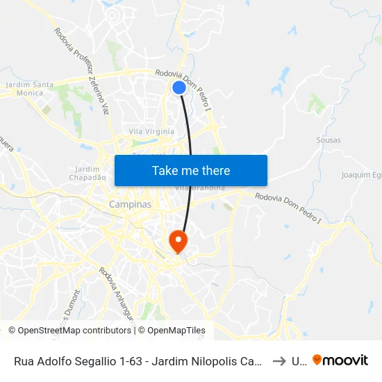 Rua Adolfo Segallio 1-63 - Jardim Nilopolis Campinas - SP 13088-850 Brasil to Unip map