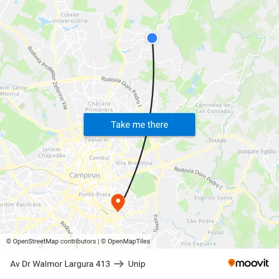 Av Dr Walmor Largura 413 to Unip map