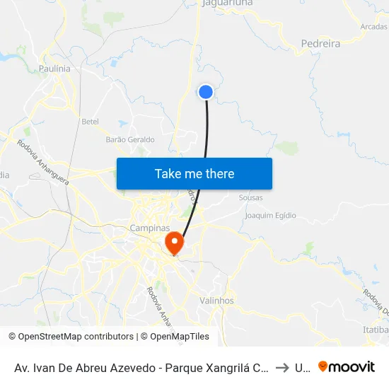 Av. Ivan De Abreu Azevedo - Parque Xangrilá Campinas - SP Brasil to Unip map