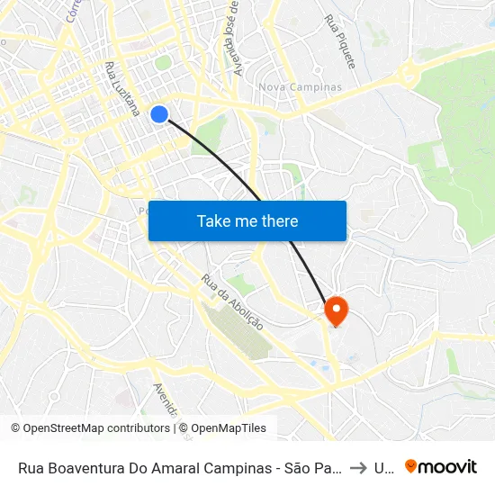 Rua Boaventura Do Amaral Campinas - São Paulo 13015 Brasil to Unip map