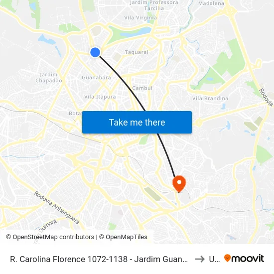 R. Carolina Florence 1072-1138 - Jardim Guanabara Campinas - SP Brasil to Unip map