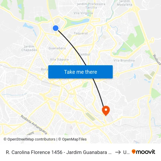 R. Carolina Florence 1456 - Jardim Guanabara Campinas - SP 13073-225 Brasil to Unip map