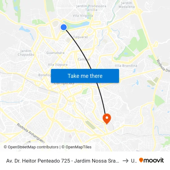 Av. Dr. Heitor Penteado 725 - Jardim Nossa Sra. Auxiliadora Campinas - SP 13075-460 Brasil to Unip map