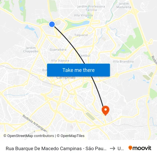 Rua Buarque De Macedo Campinas - São Paulo Brasil to Unip map