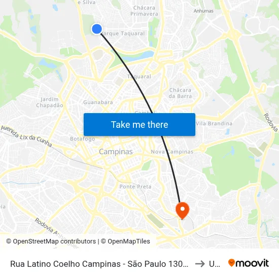 Rua Latino Coelho Campinas - São Paulo 13081 Brasil to Unip map