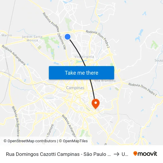 Rua Domingos Cazotti Campinas - São Paulo Brasil to Unip map