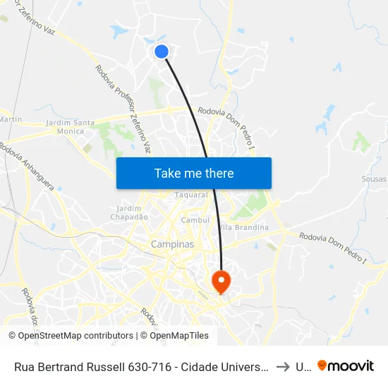 Rua Bertrand Russell 630-716 - Cidade Universitária Campinas - SP Brasil to Unip map