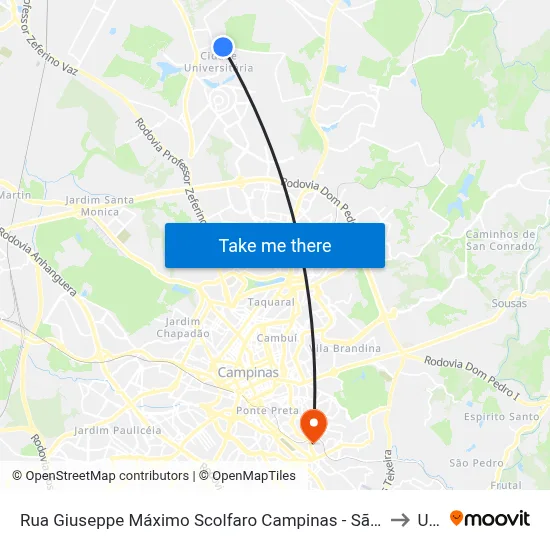 Rua Giuseppe Máximo Scolfaro Campinas - São Paulo 13083 Brasil to Unip map