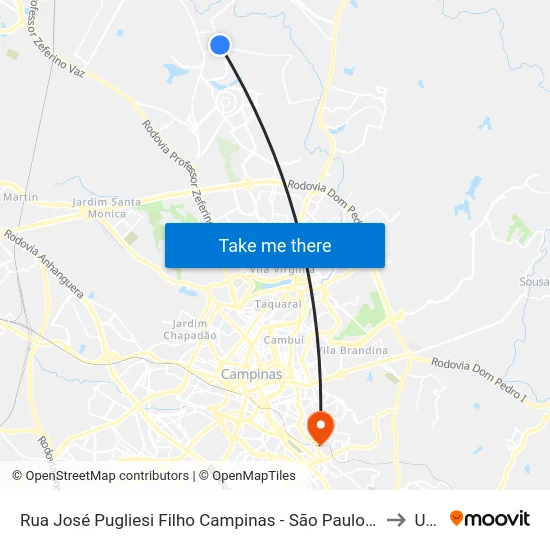 Rua José Pugliesi Filho Campinas - São Paulo 13085 Brasil to Unip map