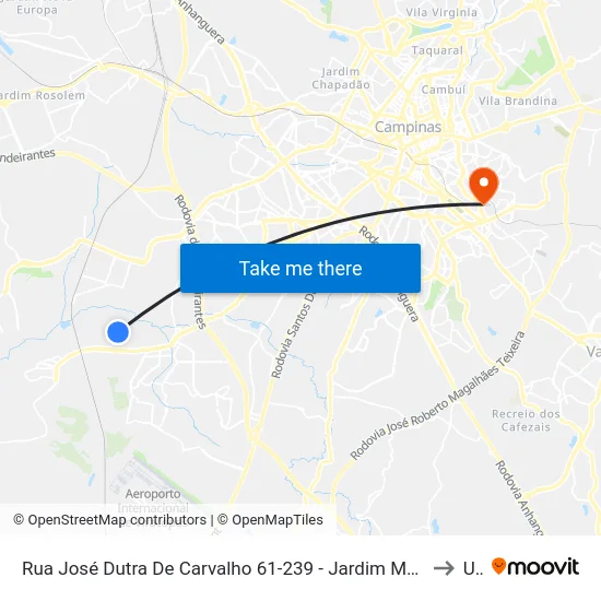 Rua José Dutra De Carvalho 61-239 - Jardim Maria Helena Campinas - SP 13056-733 Brasil to Unip map