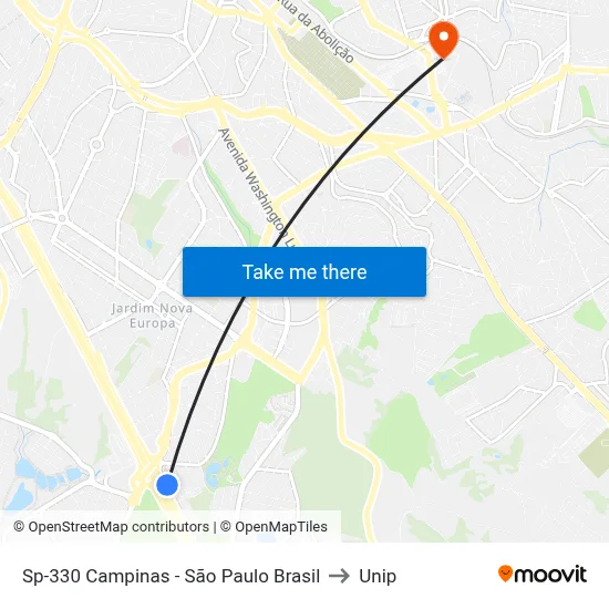 Sp-330 Campinas - São Paulo Brasil to Unip map