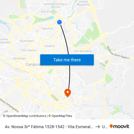 Av. Nossa Srª Fátima 1528-1542 - Vila Esmeralda Campinas - SP Brasil to Unip map