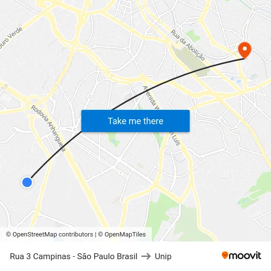 Rua 3 Campinas - São Paulo Brasil to Unip map