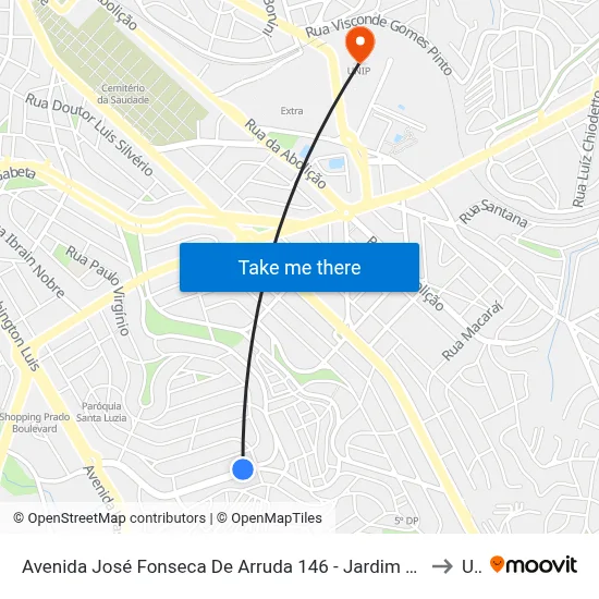 Avenida José Fonseca De Arruda 146 - Jardim Dos Oliveiras Campinas - SP 13044-130 Brasil to Unip map