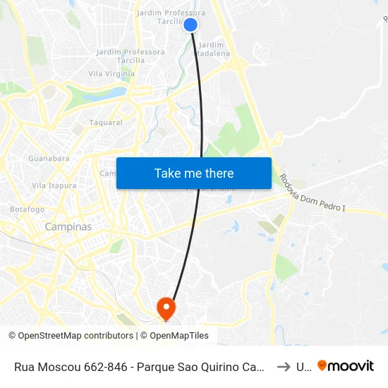 Rua Moscou 662-846 - Parque Sao Quirino Campinas - SP 13088-117 Brasil to Unip map