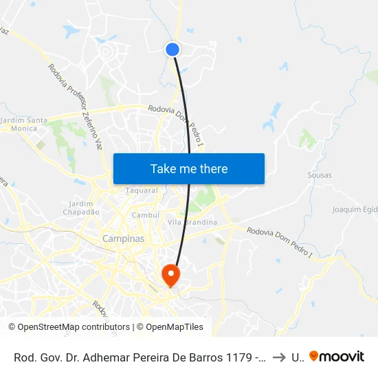 Rod. Gov. Dr. Adhemar Pereira De Barros 1179 - Lot. Alphaville Campinas Campinas - SP Brasil to Unip map