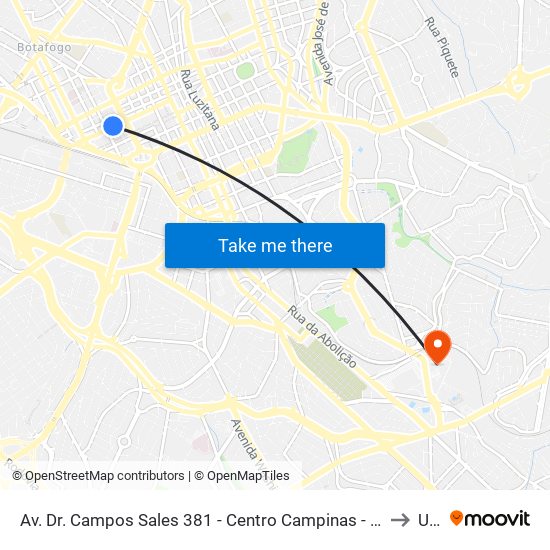 Av. Dr. Campos Sales 381 - Centro Campinas - SP 13010-081 Brasil to Unip map