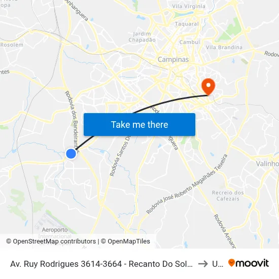 Av. Ruy Rodrigues 3614-3664 - Recanto Do Sol I Campinas - SP Brasil to Unip map