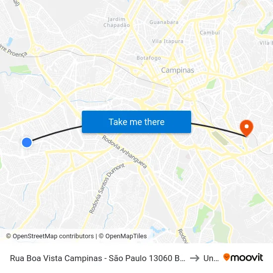 Rua Boa Vista Campinas - São Paulo 13060 Brasil to Unip map