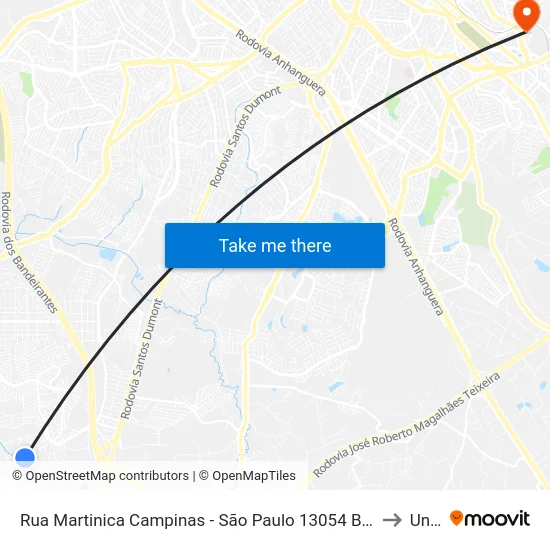 Rua Martinica Campinas - São Paulo 13054 Brasil to Unip map