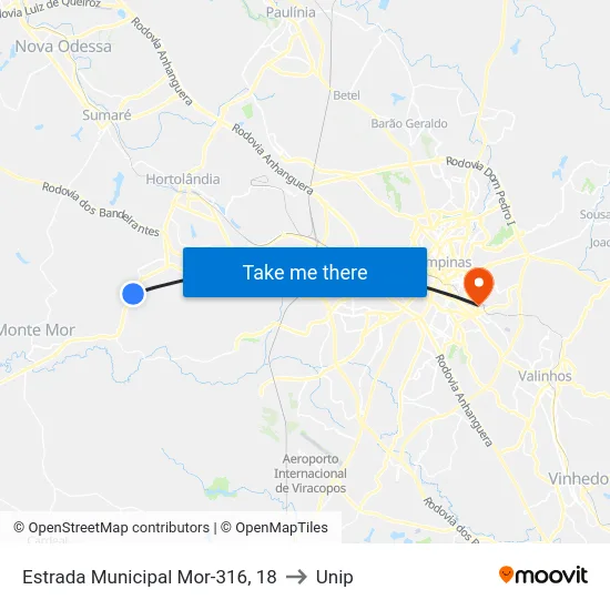 Estrada Municipal Mor-316, 18 to Unip map