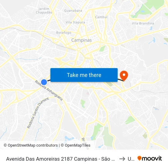 Avenida Das Amoreiras 2187 Campinas - São Paulo 13030-400 Brasil to Unip map