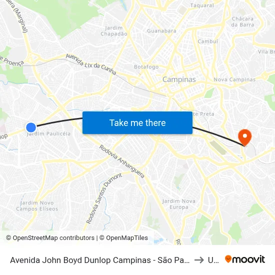 Avenida John Boyd Dunlop Campinas - São Paulo 13060 Brasil to Unip map