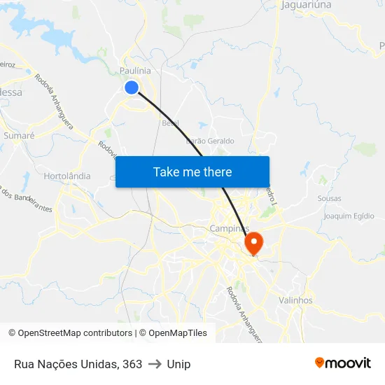 Rua Nações Unidas, 363 to Unip map