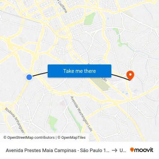 Avenida Prestes Maia Campinas - São Paulo 13040 Brasil to Unip map