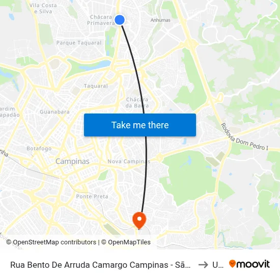 Rua Bento De Arruda Camargo Campinas - São Paulo 13088 Brasil to Unip map