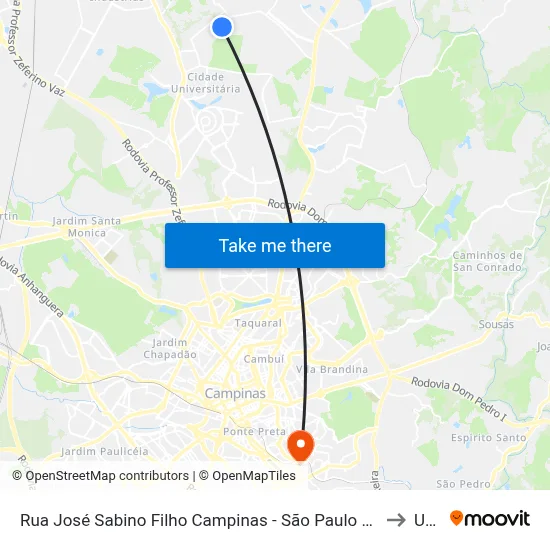 Rua José Sabino Filho Campinas - São Paulo 13085 Brasil to Unip map