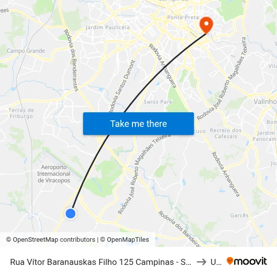 Rua Vítor Baranauskas Filho 125 Campinas - São Paulo 13053 Brasil to Unip map