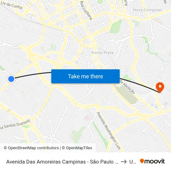 Avenida Das Amoreiras Campinas - São Paulo 13036-225 Brasil to Unip map
