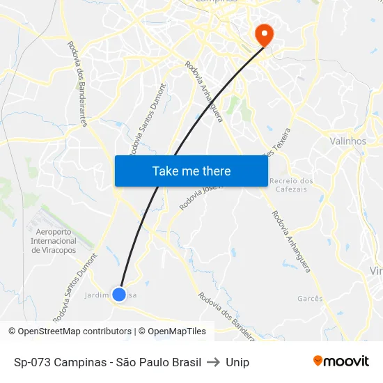 Sp-073 Campinas - São Paulo Brasil to Unip map
