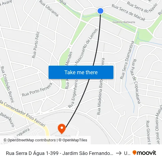 Rua Serra D Água 1-399 - Jardim São Fernando Campinas - SP 13100-370 Brasil to Unip map