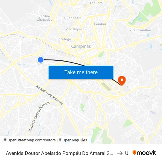 Avenida Doutor Abelardo Pompéu Do Amaral 225 - Vila Industrial Campinas - SP 13035-590 Brasil to Unip map
